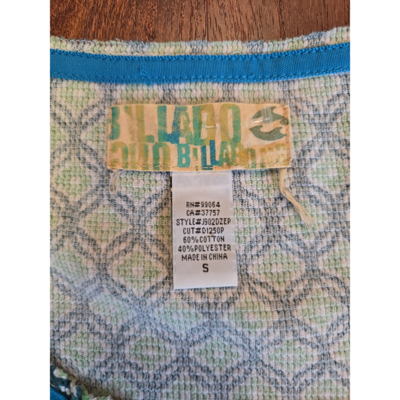 Billabong green blue long sleeve shirt size small - Picture 3 of 3
